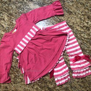 Hot Pink & White Stripe Ruffle 2 pc Set